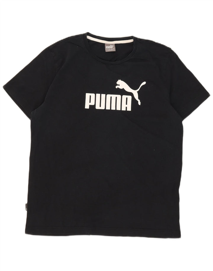 Puma Herre Grafisk T-Shirt Top Stor Sort Bomuld