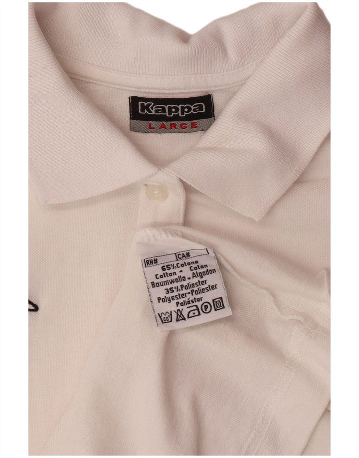 KAPPA Womens Polo Shirt UK 14 Large White Cotton