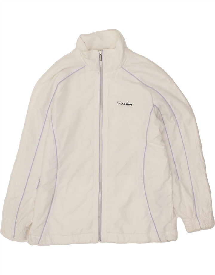 DIADORA Womens Tracksuit Top Jacket UK 16 Large White Polyester Vintage Diadora and Second-Hand Diadora from Messina Hembry 
