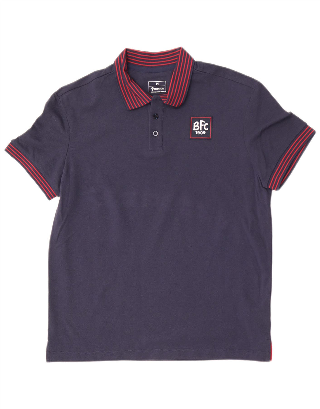 Macron Herre poloshirt Medium Navyblå Stribet bomuld
