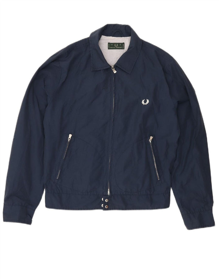 FRED PERRY Bomberjakke til mænd UK 40 Stor marineblå bomuld