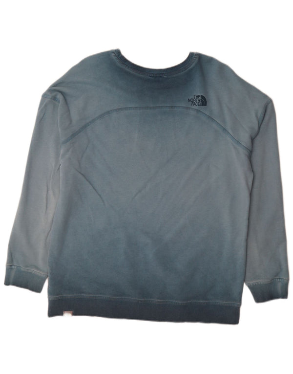 The North Face Dame Grafisk Sweatshirt Jumper UK 16 Stor Blå Bomuld