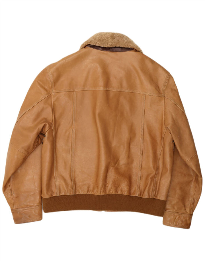 Timberland Herre Læder Bomber Jacket UK 42 XL Brun Læder
