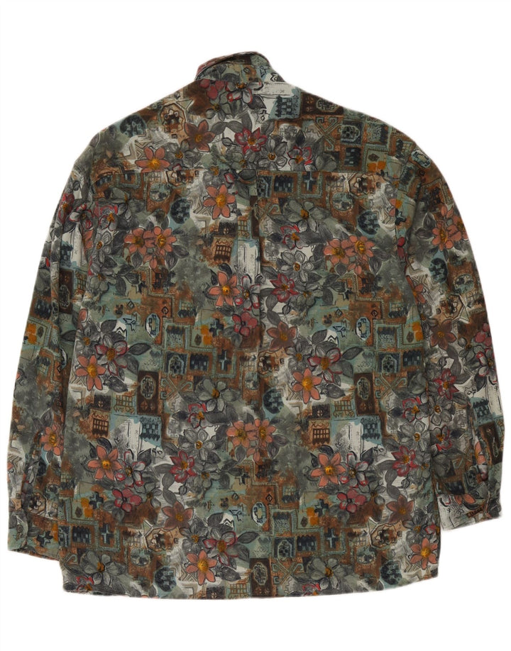 Wallees herreskjorte stor grøn blomsterpolyester