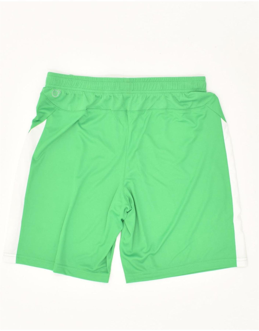 PUMA Mens Sport Shorts UK 8 Small Green Colourblock Polyester | Vintage Puma | Thrift | Second-Hand Puma | Used Clothing | Messina Hembry 