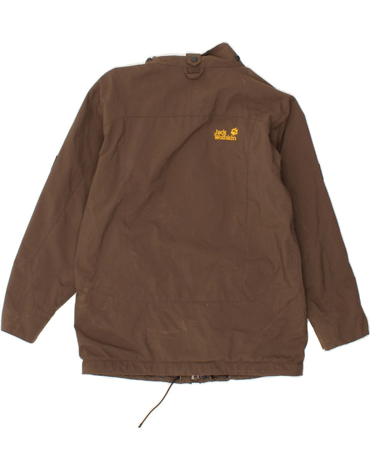 JACK WOLFSKIN Boys Rain Jacket 9-10 Years Brown Vintage Jack Wolfskin and Second-Hand Jack Wolfskin from Messina Hembry 
