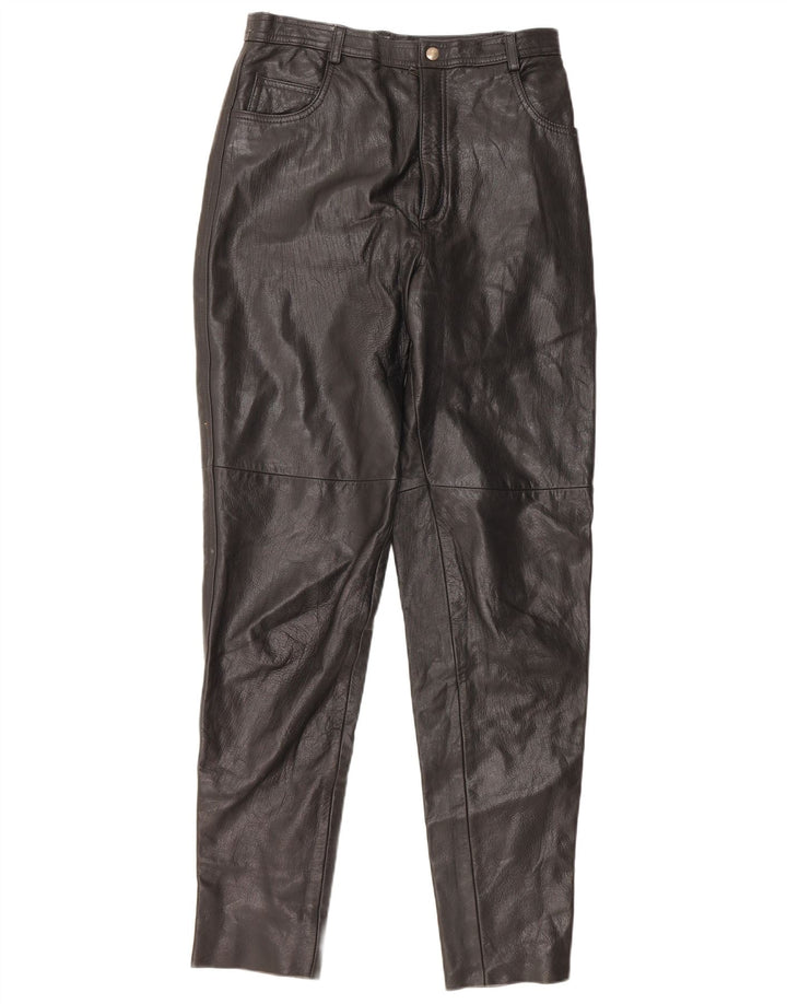 VINTAGE Højtaljede bukser til kvinder IT 46 Large W28 L32 sort læder