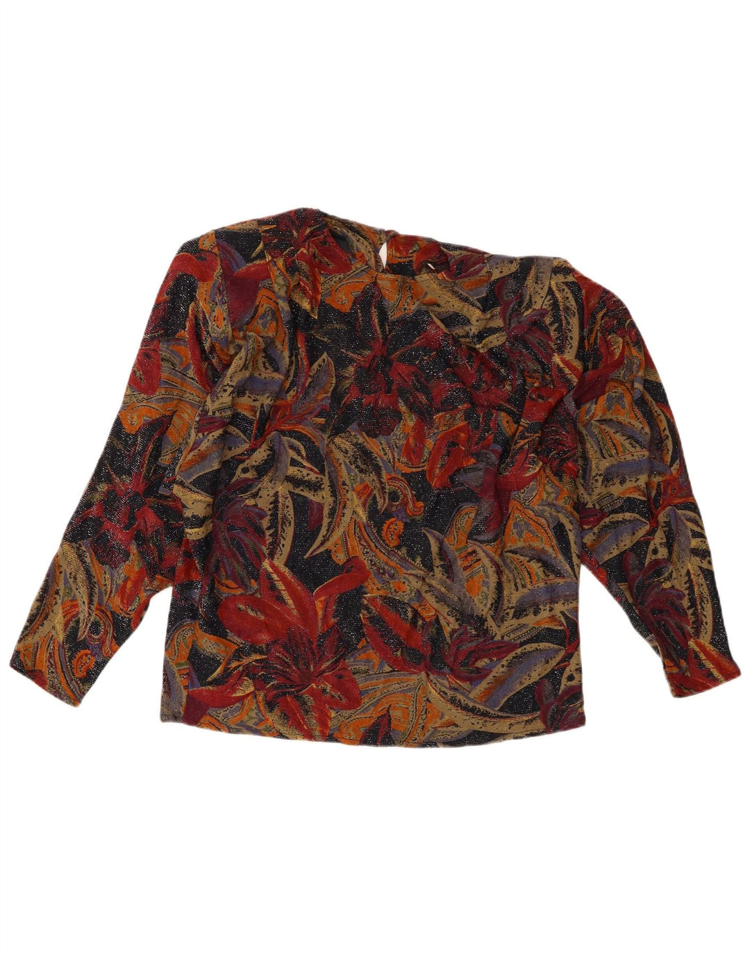 Vintage Dame Langærmet Bluse Top UK 10 Small Multicolored Floral