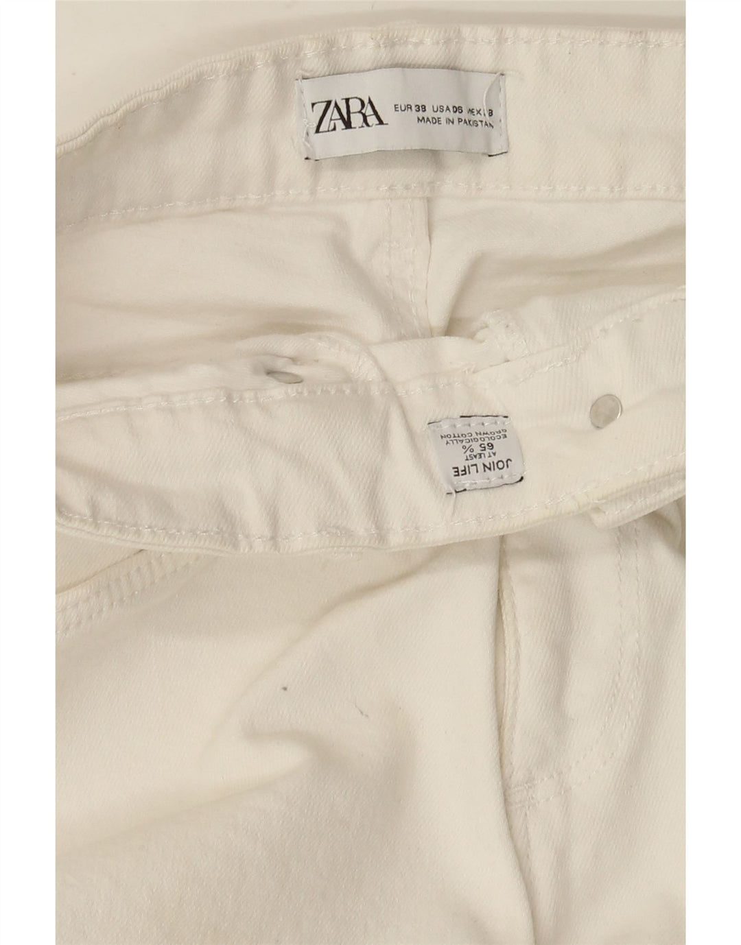 Zara Dame Flared Jeans EU 38 Small W28 L26 Hvid Bomuld