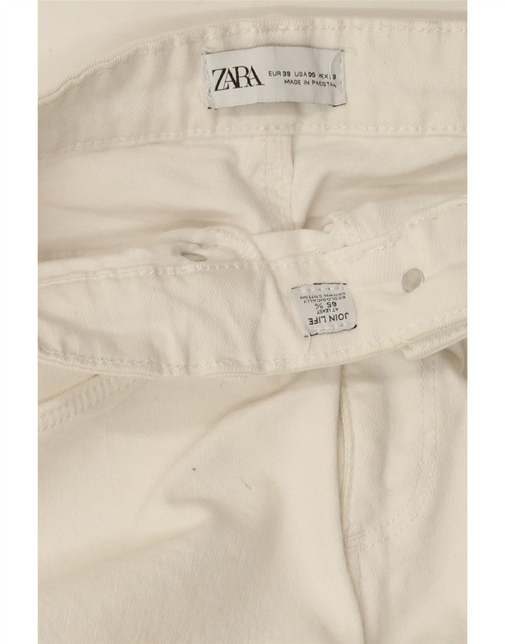 Zara Dame Flared Jeans EU 38 Small W28 L26 Hvid Bomuld