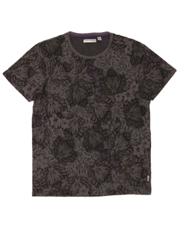 Ted Baker Herre T-Shirt Top Medium Grey Floral