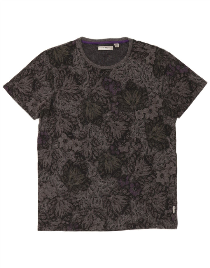 Ted Baker Herre T-Shirt Top Medium Grey Floral
