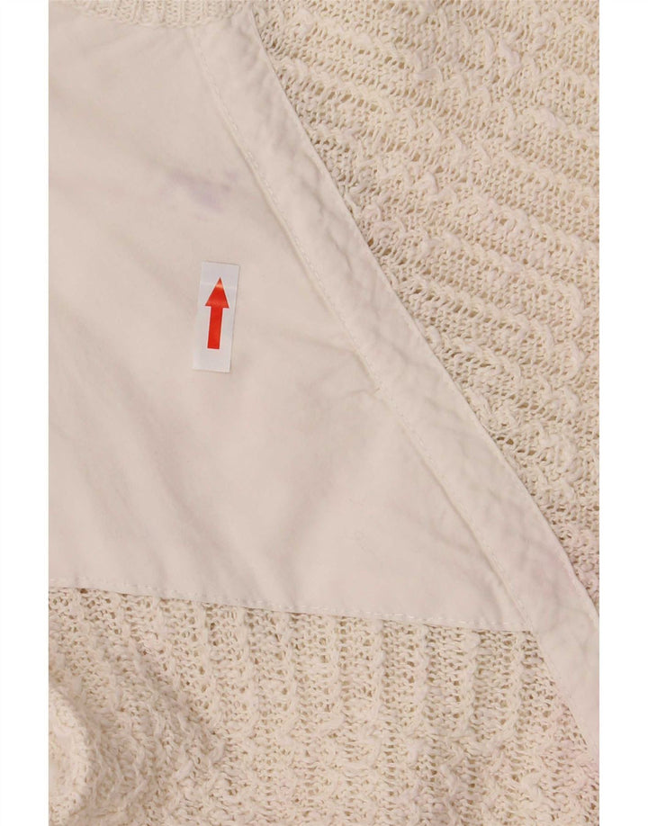 Vintage Herre Boat Neck Jumper Sweater Medium Beige Colourblock
