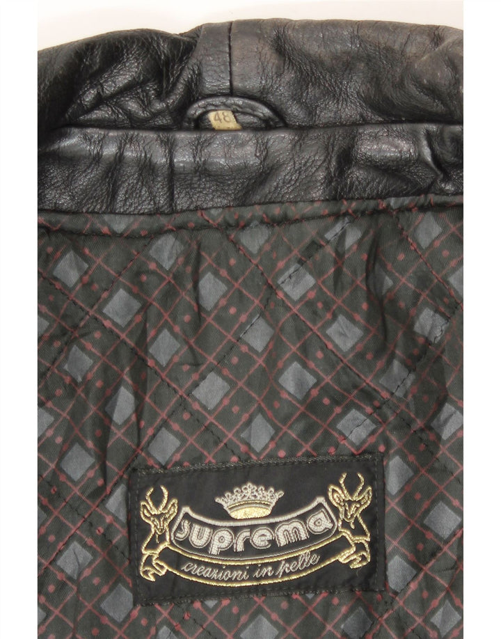 Suprema Herre Læderjakke IT 48 Medium Sort Læder