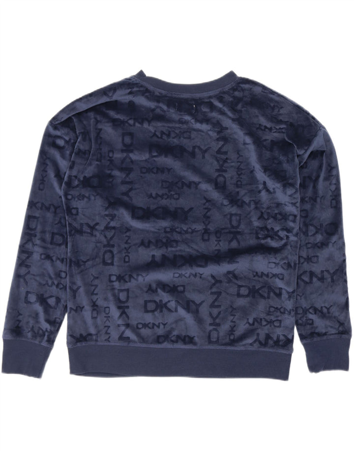 Dkny Dame Oversized Graphic Sweatshirt Jumper UK 10 Small Navy Blue