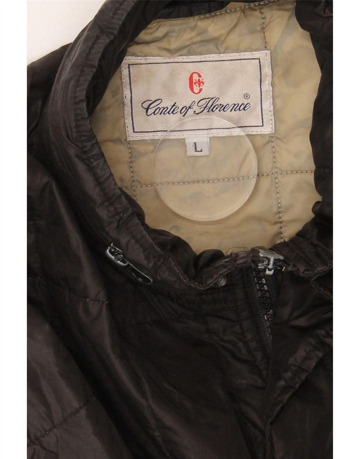 CONTE OF FLORENCE Mens Quilted Jacket UK 40 Large Black Vintage Conte of Florence and Second-Hand Conte of Florence from Messina Hembry 