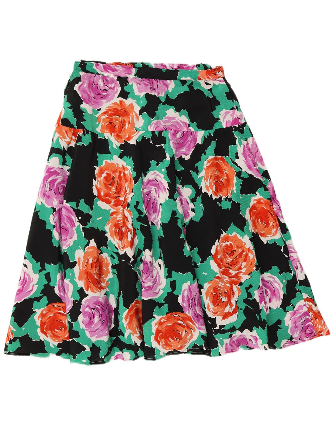 Vintage Kvinders Flared Skirt W28 Medium Multicolored Floral