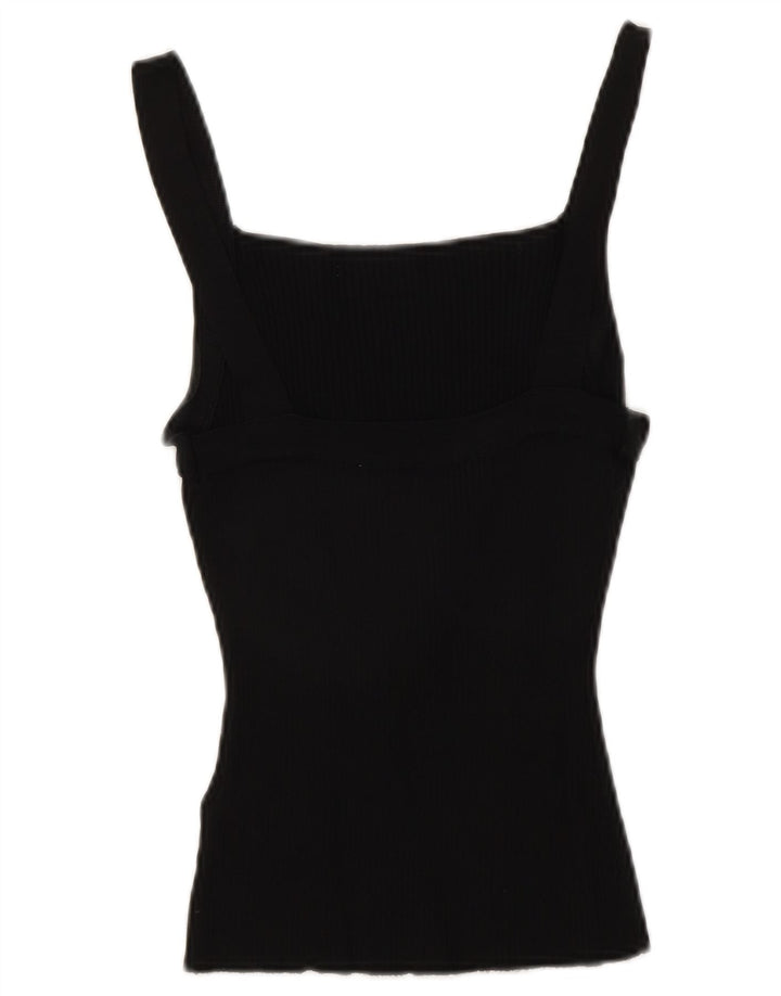 Zara Womens Crop Cami Top UK 12 Medium Black Viscose
