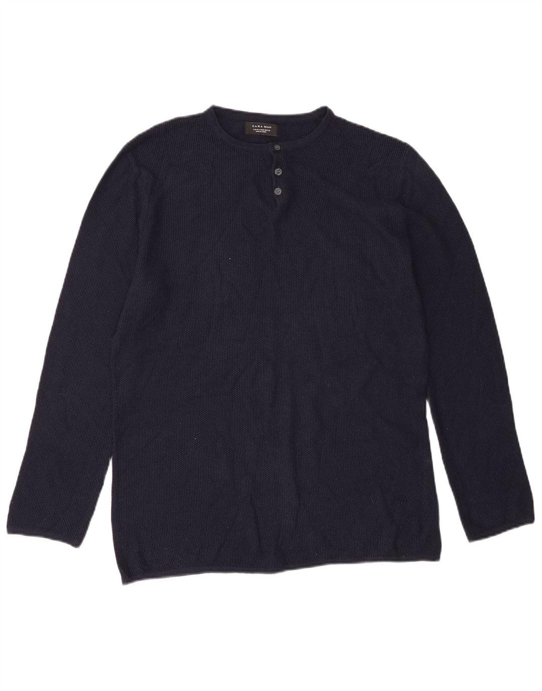 Zara Herre Top Langærmet Medium Navy Blue
