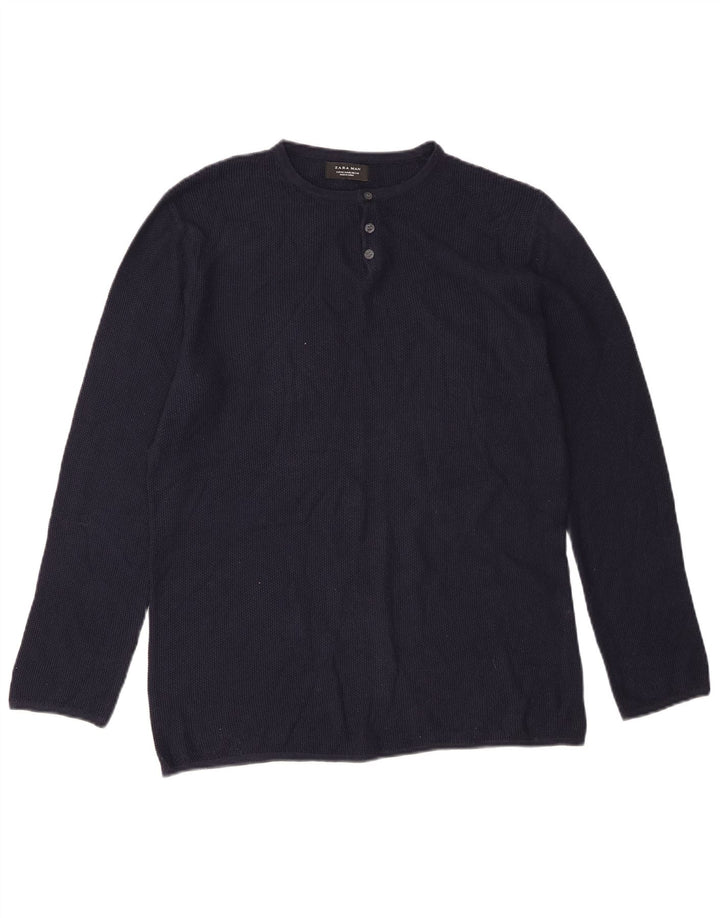 Zara Herre Top Langærmet Medium Navy Blue