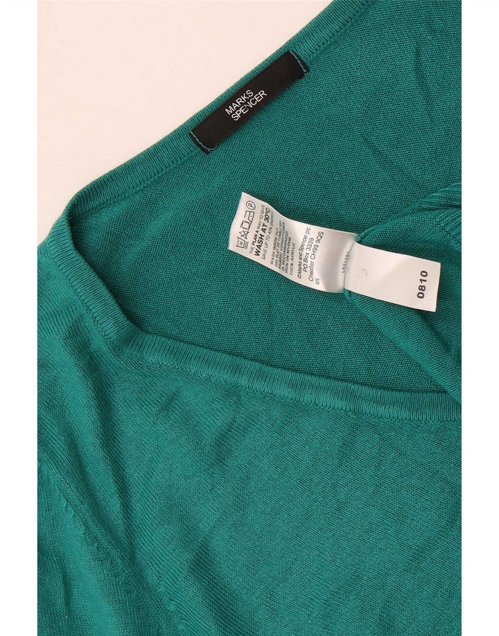 Marks & Spencer Dame V-hals sweater UK 12 Medium Grøn Akryl