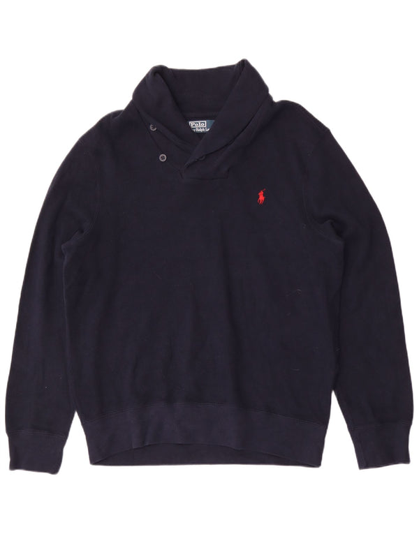 Polo Ralph Lauren Herre Shawl Neck Jumper Sweater Stor Marineblå Bomuld