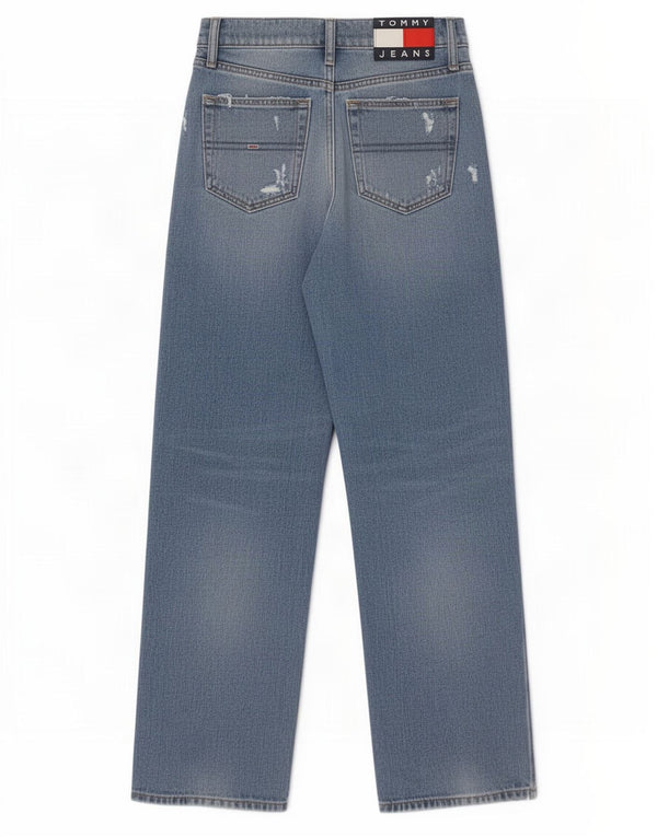 Tommy Hilfiger Womens Betsy Distressed Mid Rise Loose Jeans W26 L26 Blue