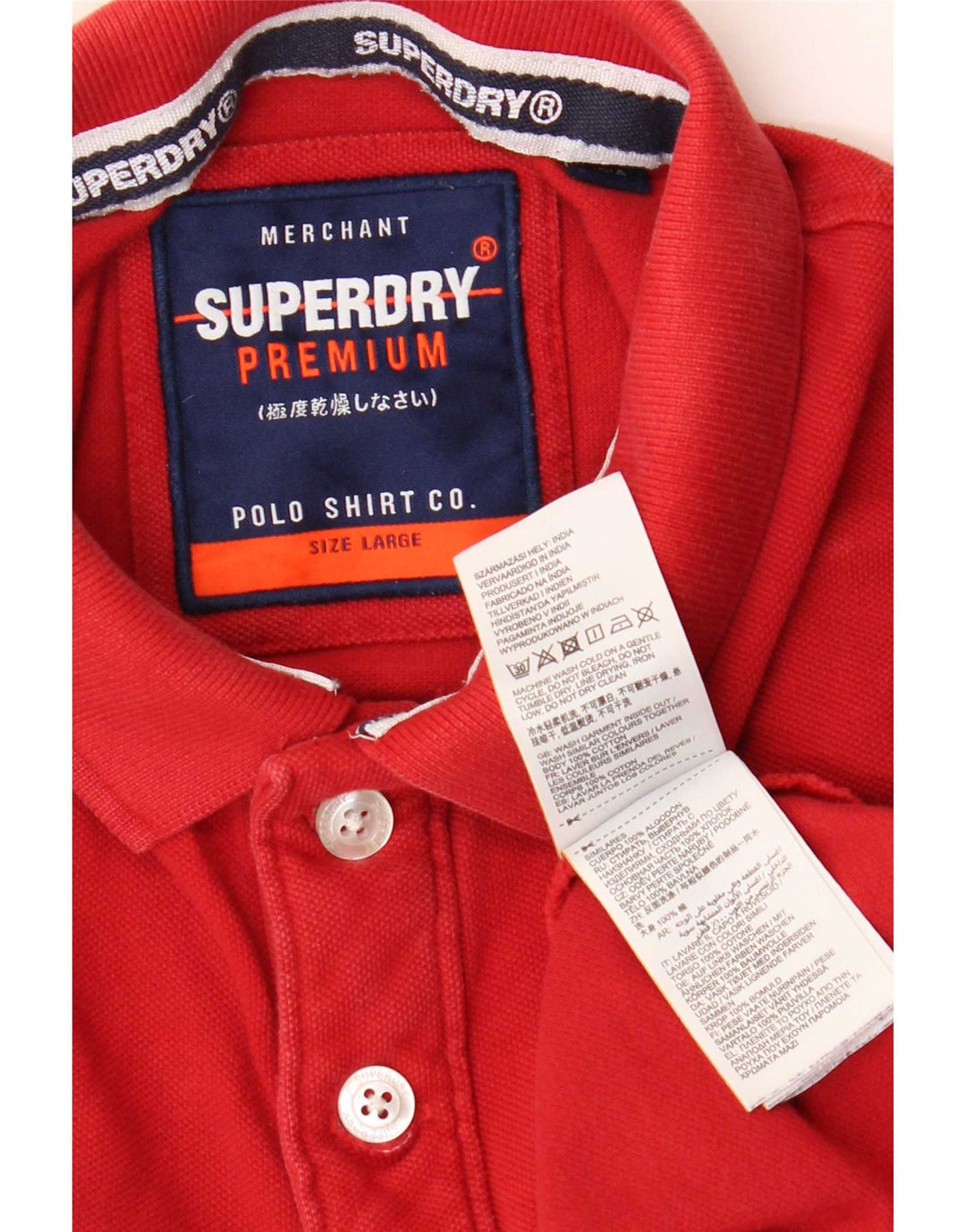 Superdry grafisk poloshirt til mænd, stor rød bomuld
