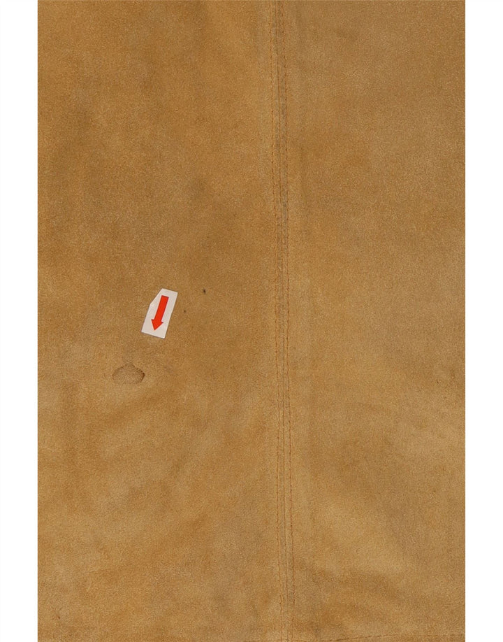 VINTAGE Dame Ruskind Mini Nederdel Medium W28 Beige Læder