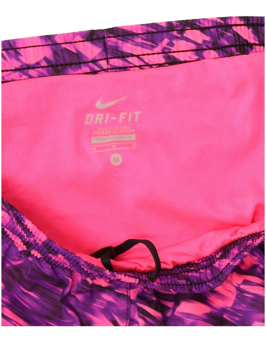 Nike Dame Dri Fit sportsshorts UK 14 Medium Lilla Colourblock Polyester