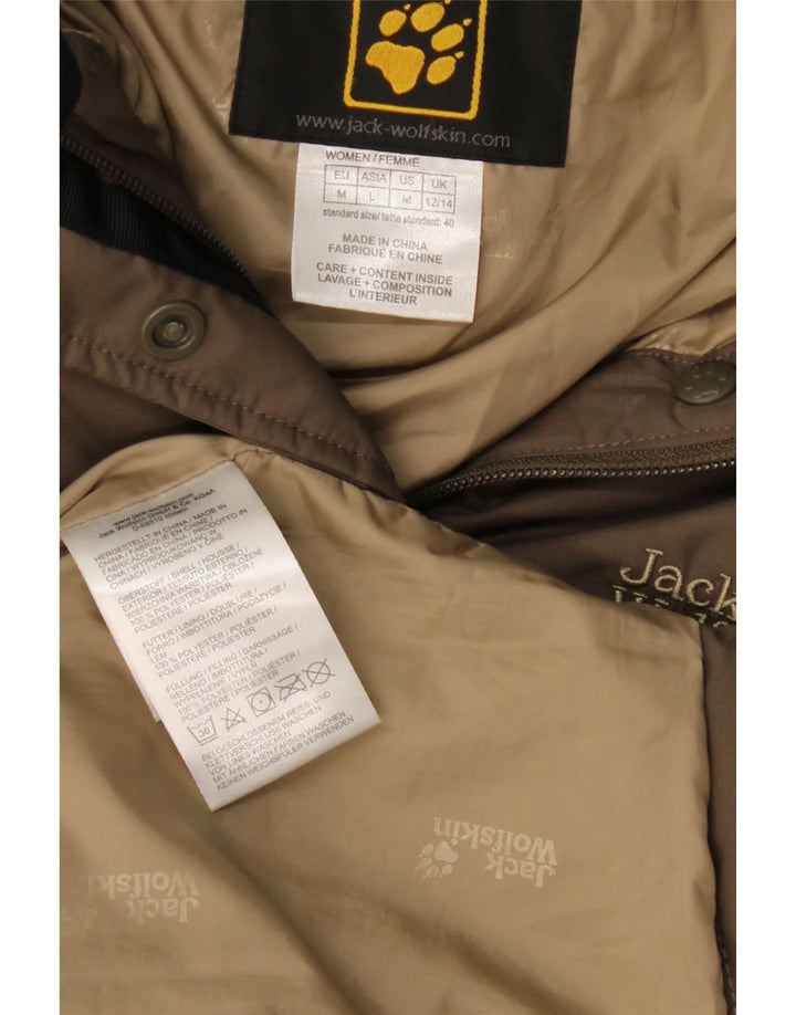 Jack Wolfskin Dame Hætte Polstret Frakke UK 12/14 Medium Khaki Polyester