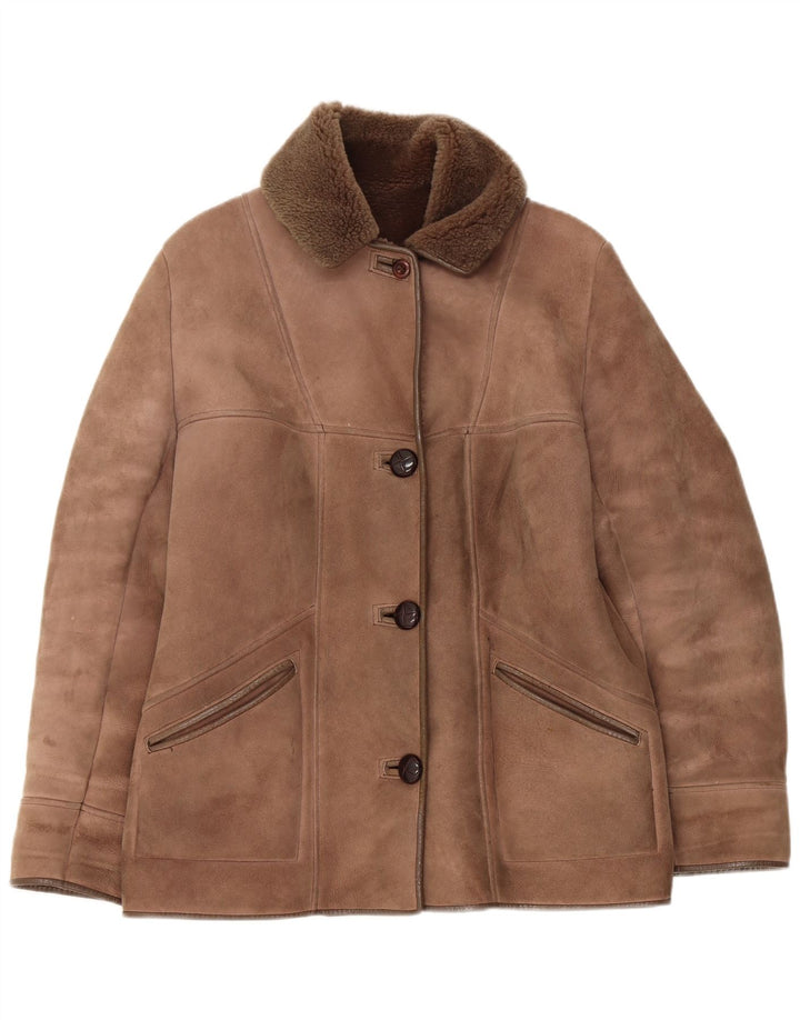 Nurseys Womens Shearling Jacket UK 16 Stort brunt fåreskind