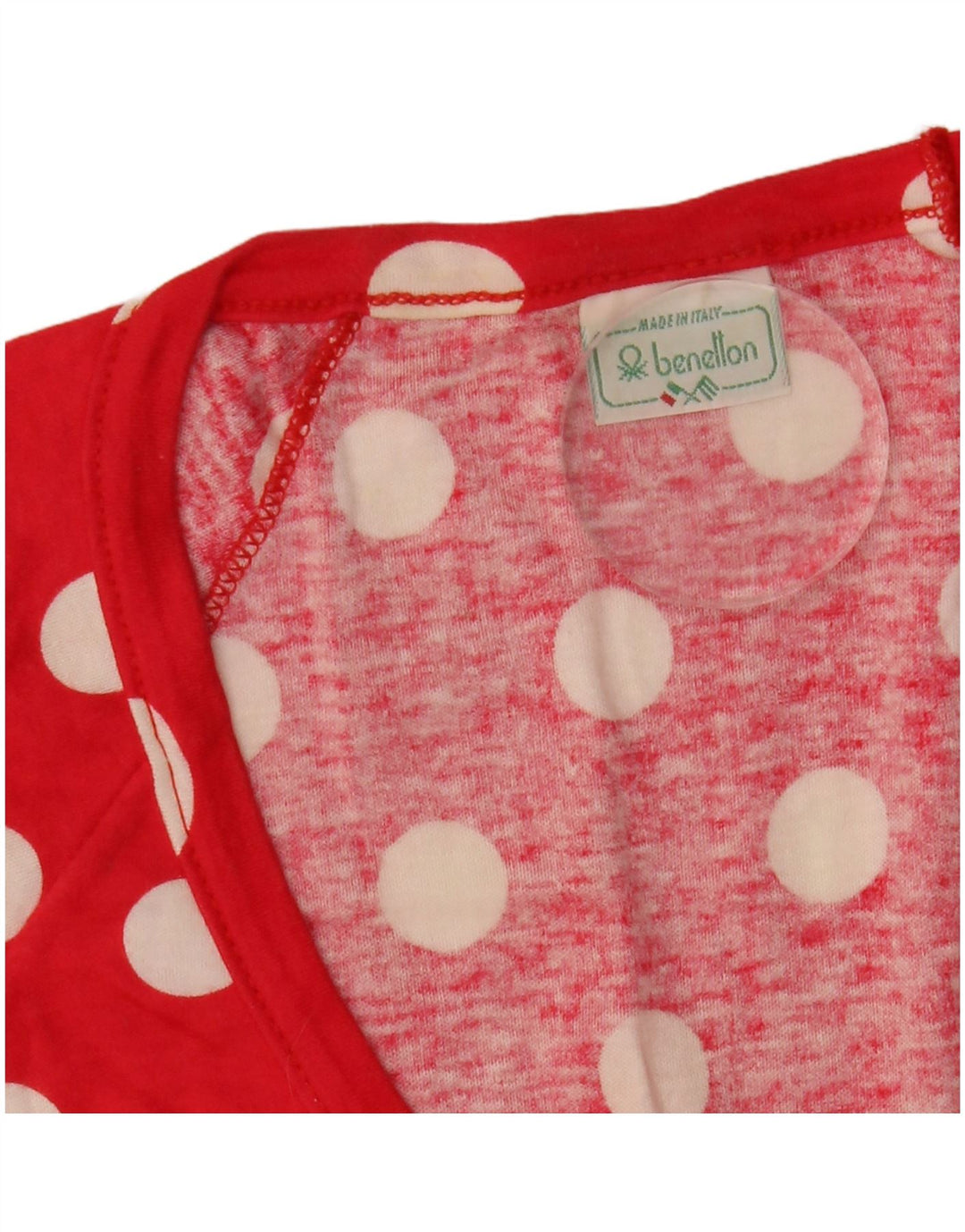 BENETTON Dame Oversized Batwing Top 3/4 ærmer UK 10 Small Red Polka Dot