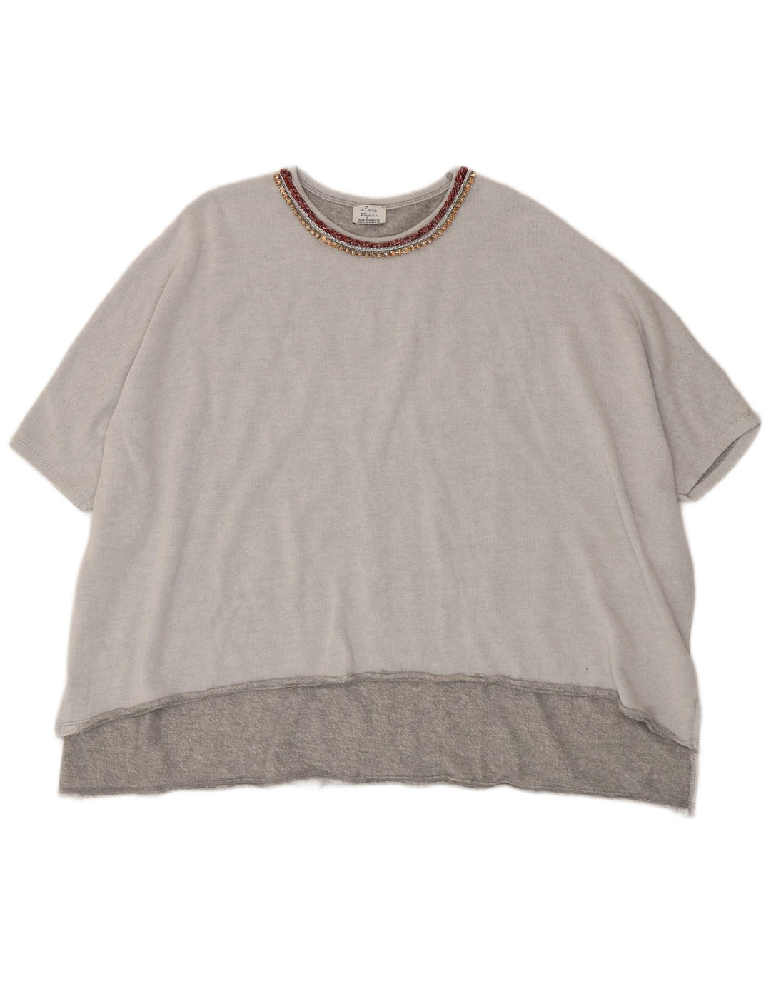 Zara Dame Trafaluc Oversized T-Shirt Top UK 14 Medium Grå Polyester