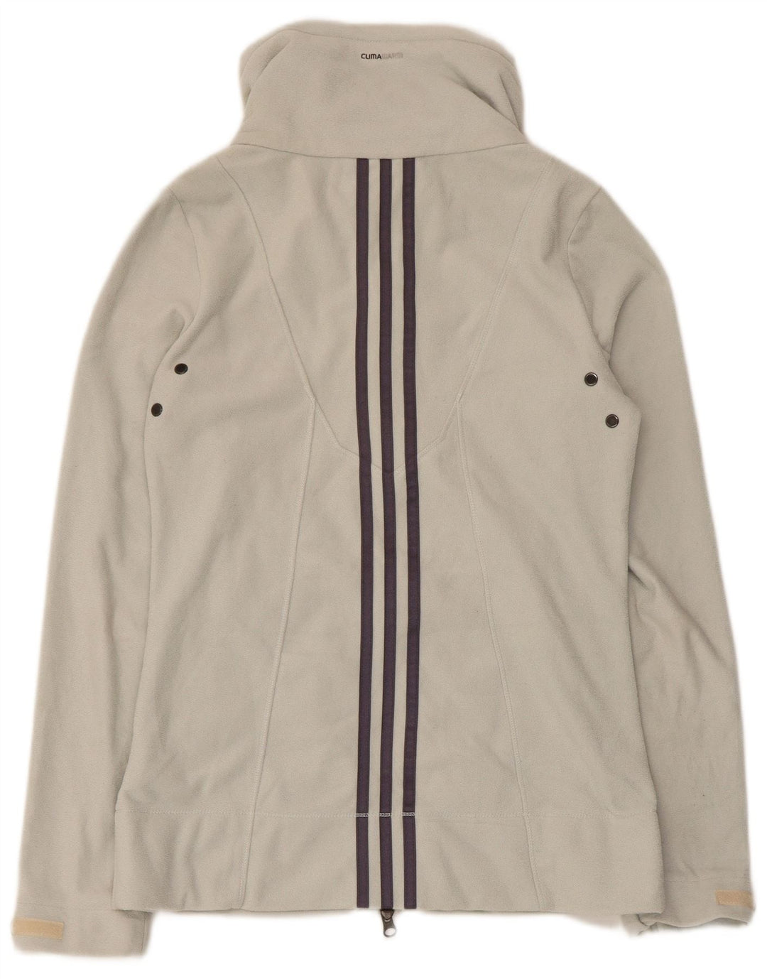 Adidas Dame Fleecejakke UK 12 Medium Grå Stribet Polyester