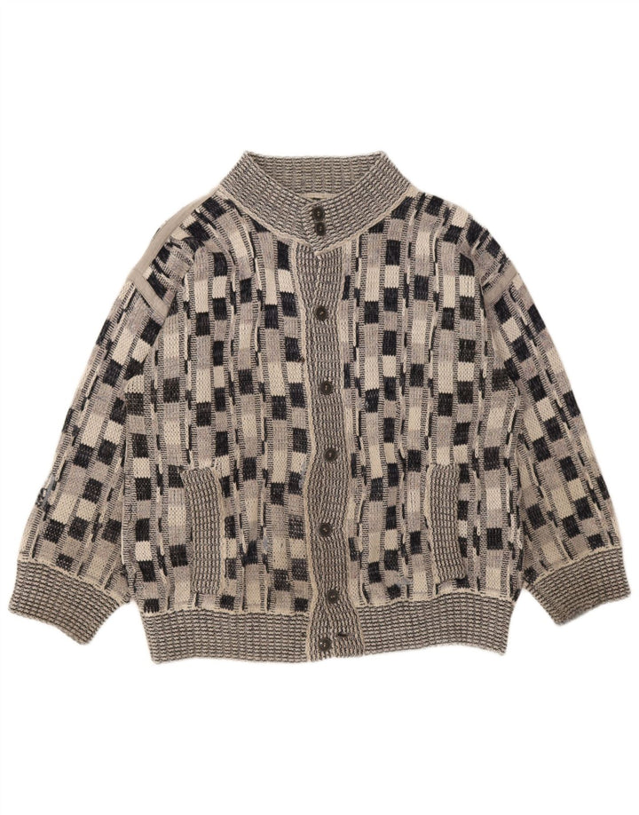 Vintage herre cardigan sweater stor grå ternet