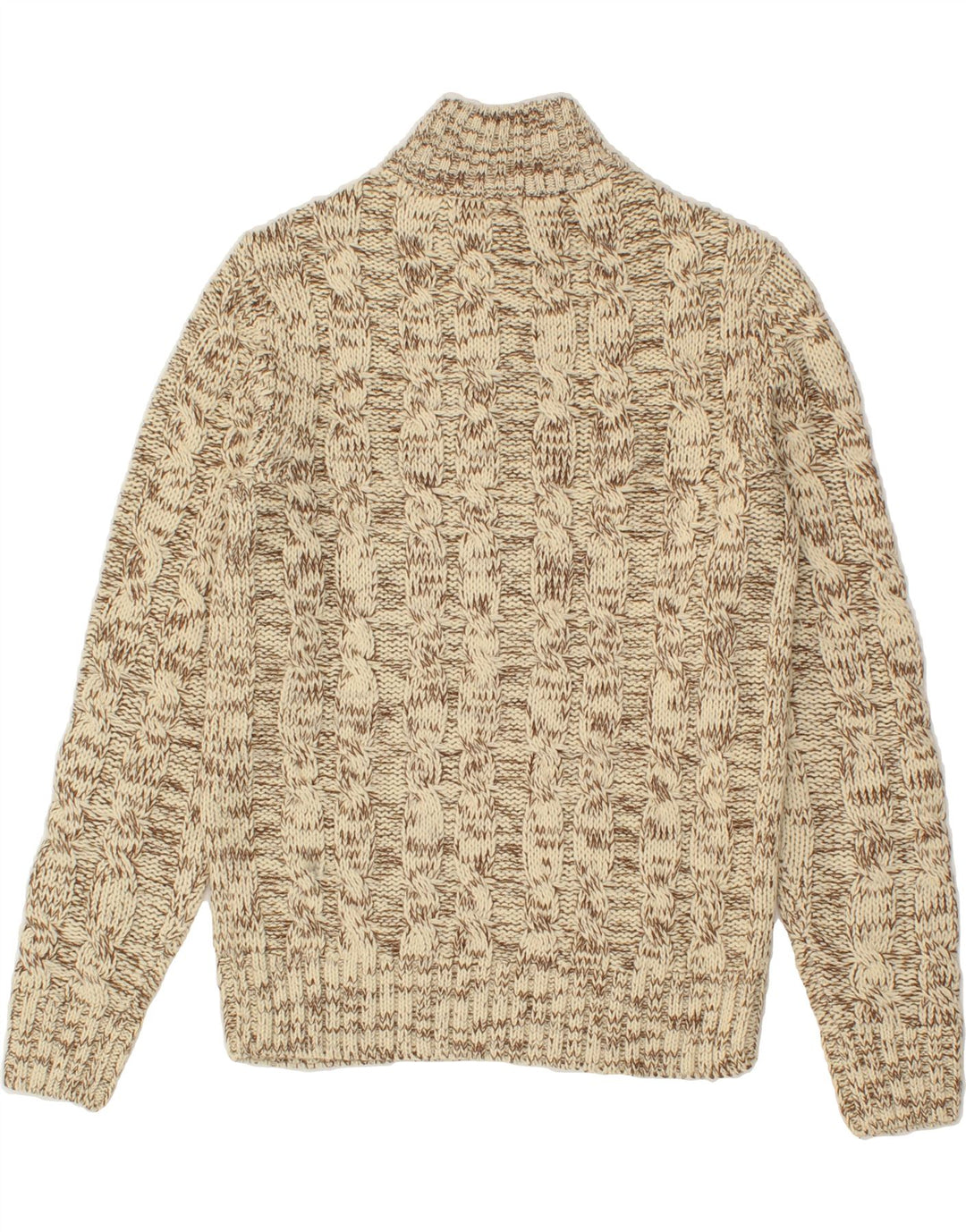 JOHN BANER Mens Zip Neck Jumper Sweater Small Beige Flecked Acrylic Vintage John Baner and Second-Hand John Baner from Messina Hembry 