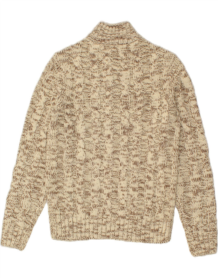 JOHN BANER Mens Zip Neck Jumper Sweater Small Beige Flecked Acrylic Vintage John Baner and Second-Hand John Baner from Messina Hembry 