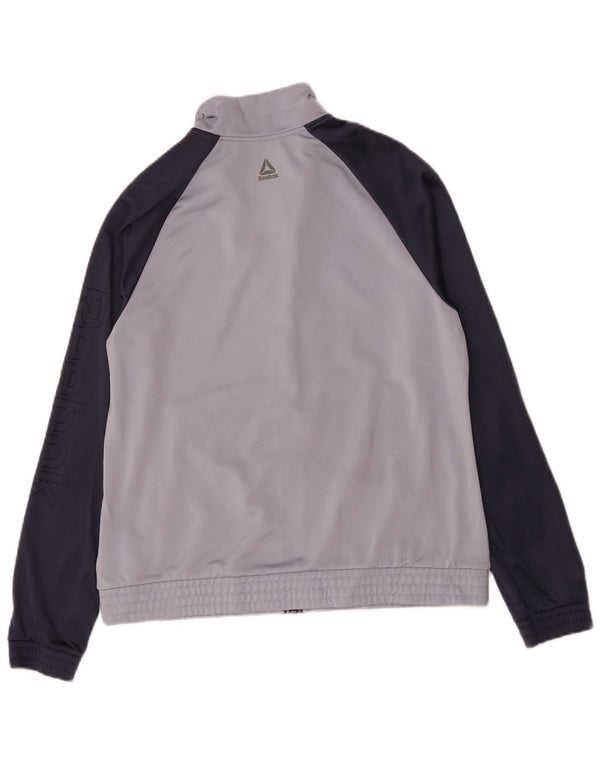 Reebok Womens Tracksuit Top Jacket UK 16/18 Large Navy Blue Colourblock
