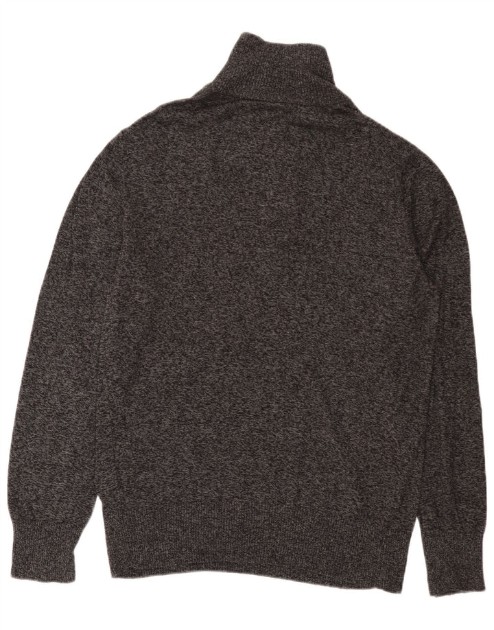 Superdry sweater med lynlås til mænd, stor grå flækket bomuld