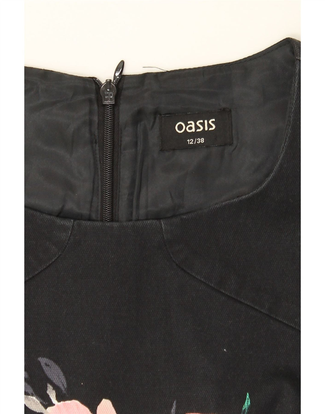 OASIS Womens Sheath Dress UK 12 Medium Black Floral Cotton Vintage Oasis and Second-Hand Oasis from Messina Hembry 