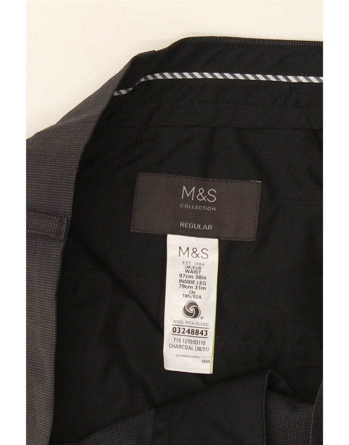 Marks & Spencer Herre lige jakkesætsbukser W38 L31 Grå uld