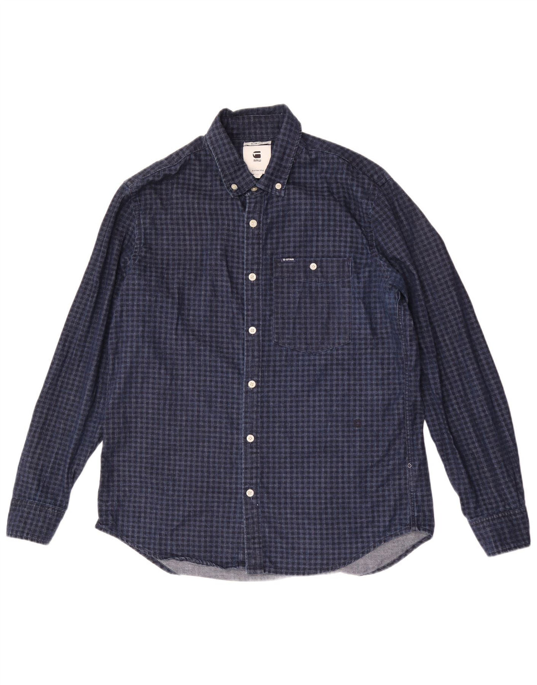 G-Star herre Slim Fit skjorte XL marineblå Gingham bomuld