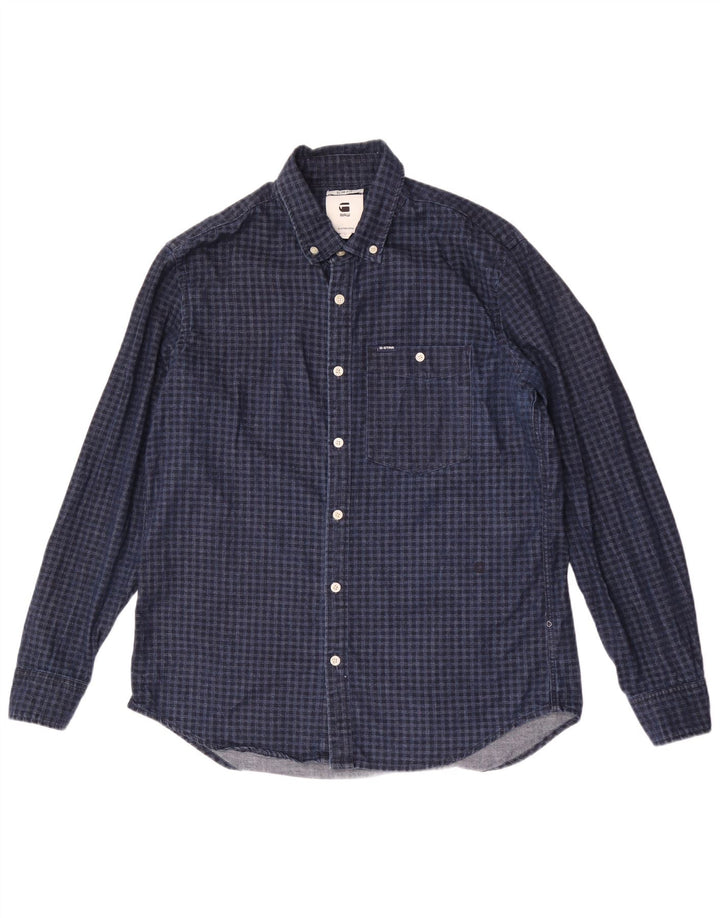 G-Star herre Slim Fit skjorte XL marineblå Gingham bomuld