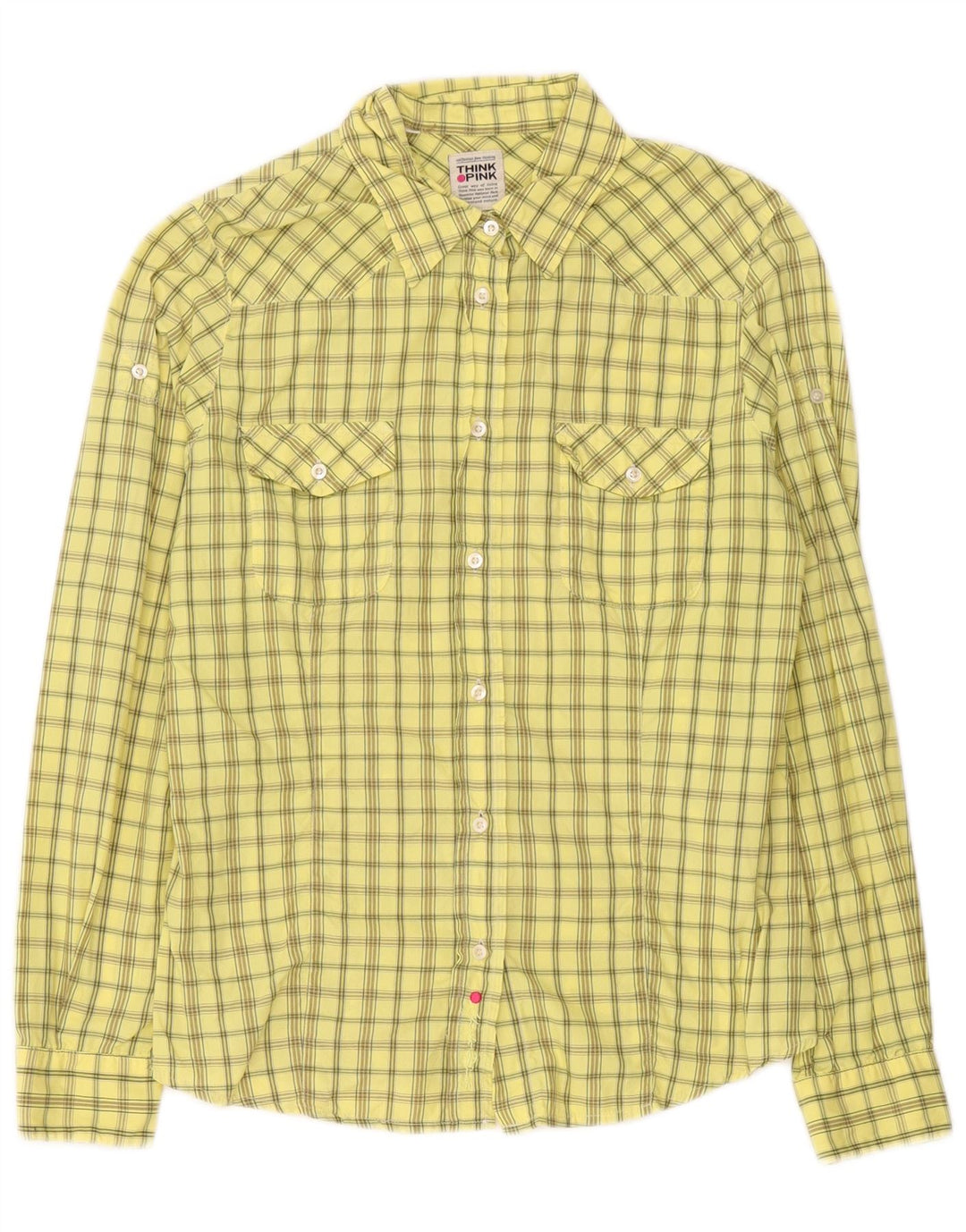 Think Pink Dameskjorte UK 14 Medium Yellow Check