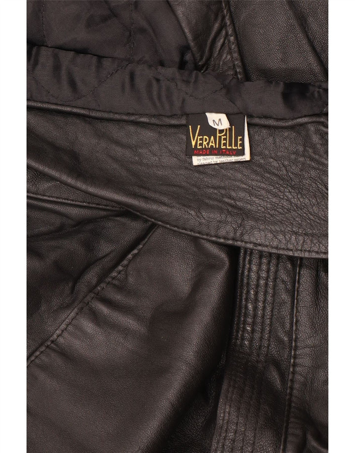 Vintage Dame Oversized Læderjakke UK 14 Medium Sort Læder