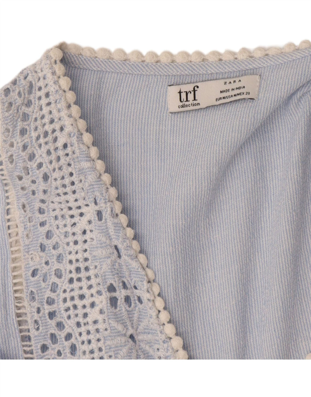 Zara Dame Trafaluc Shift Dress UK 12 Medium Blue Pinstripe