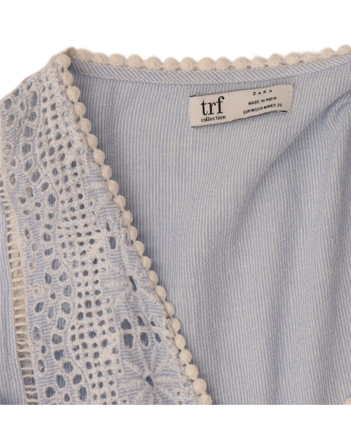 Zara Dame Trafaluc Shift Dress UK 12 Medium Blue Pinstripe