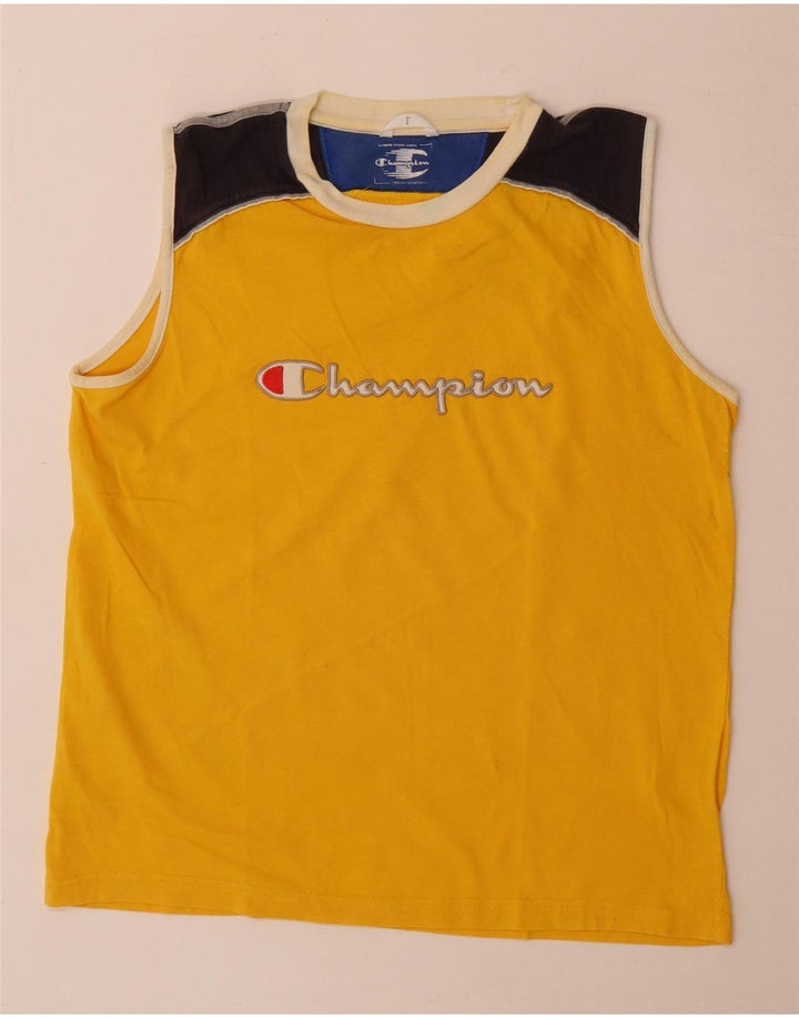 Champion Herre Grafisk Vest Top Stor Gul Colourblock Bomuld