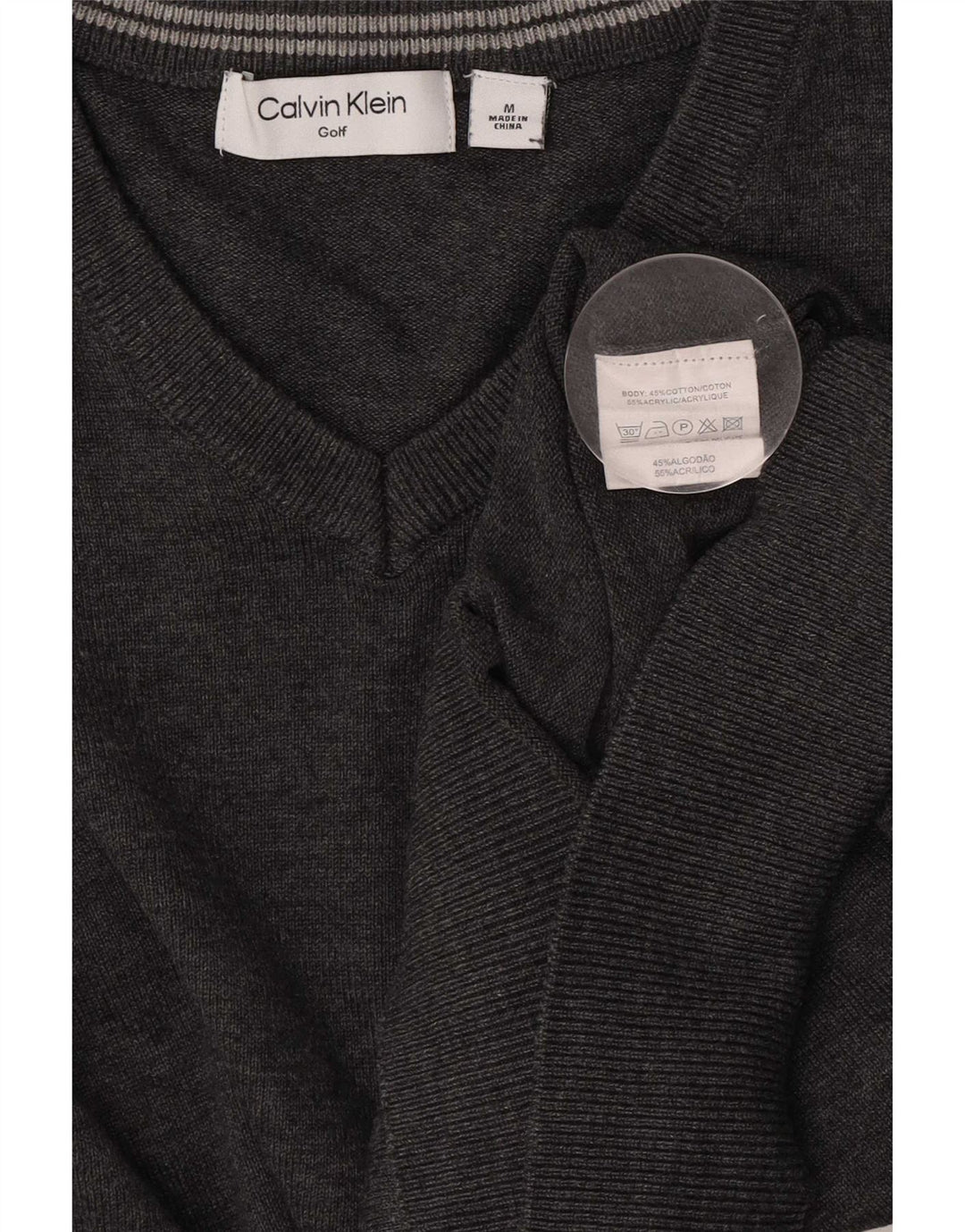 Calvin Klein Herre V-hals sweater Medium Grey Flecked Bomuld